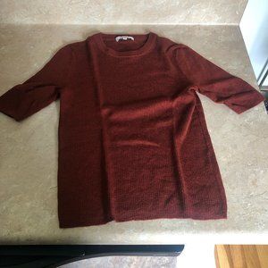 Madewell Rust Colored 3/4 Sleeve Crew Neck Sweater